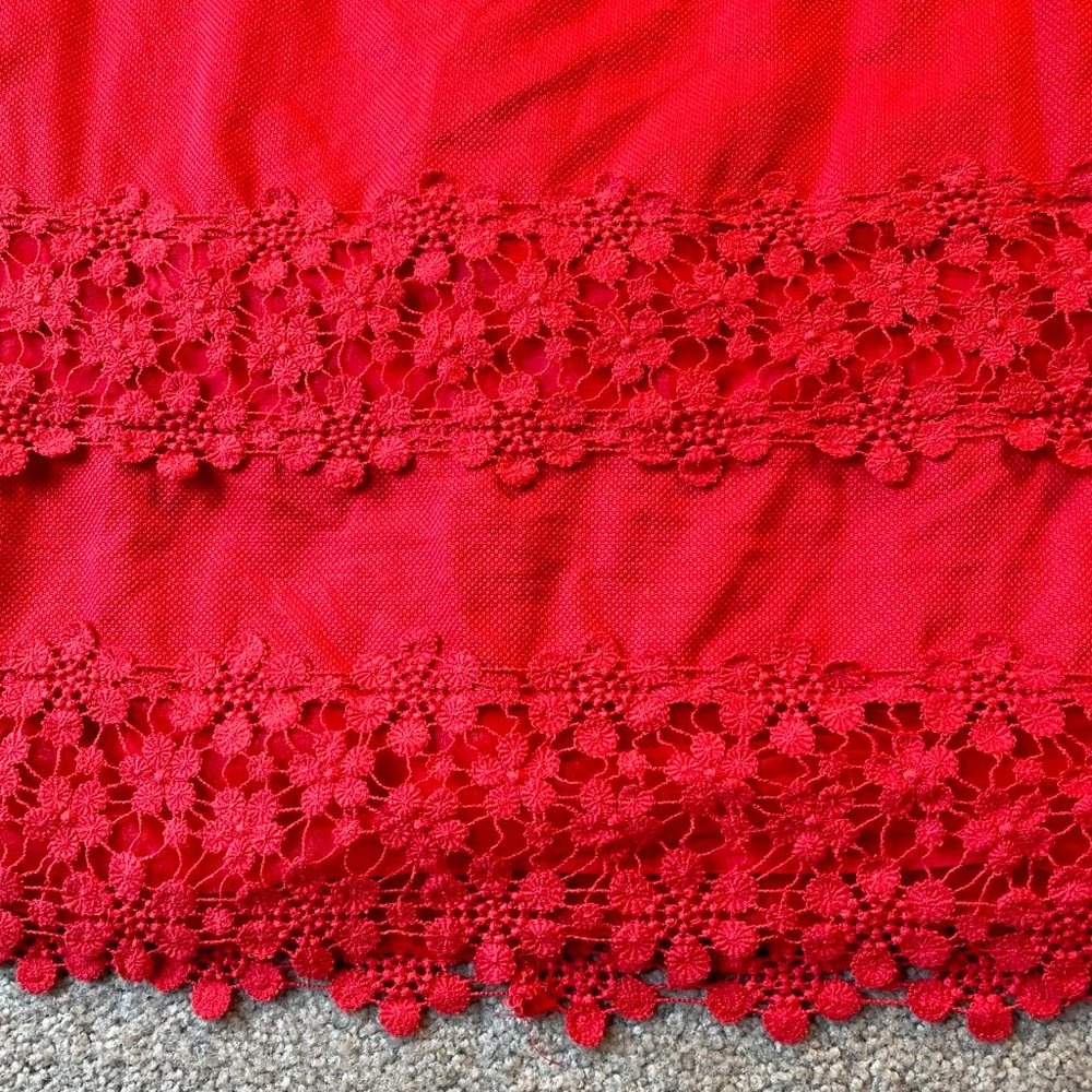 J. Crew Coral Pink Mini Skirt Floral Lace Hemline Mini Skirt Barbiecore US6 - L - Picture 2 of 5